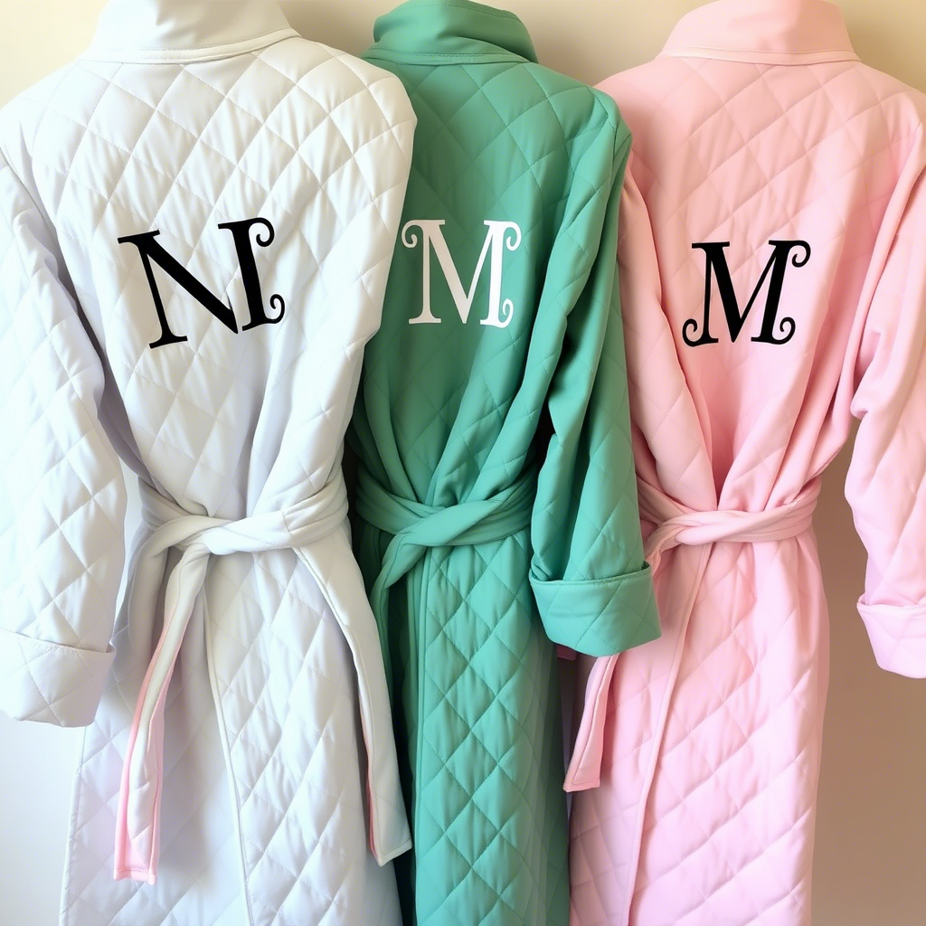 Quilted Robes with Monogram Initials for Girls’ Spa Birthday Parties