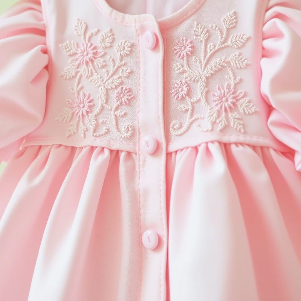 Embroidered Baby Dresses with Non-Scratch Tags and Easy Snap Buttons