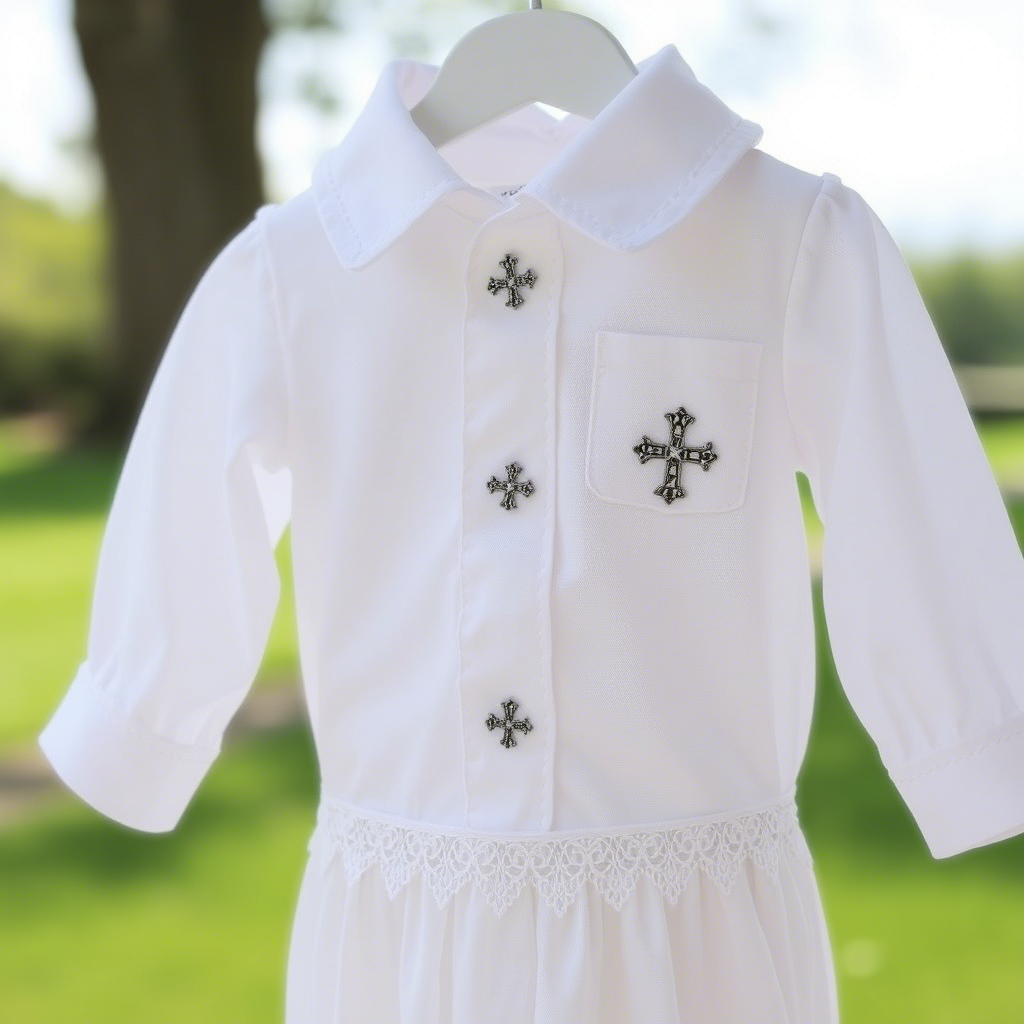 100% Cotton Christening Suits with Silver Cross Buttons: A Timeless Tradition
