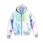 Watercolor Print Windbreakers with Matching Hair Scrunchie: A Fashionable and Functional Outfit