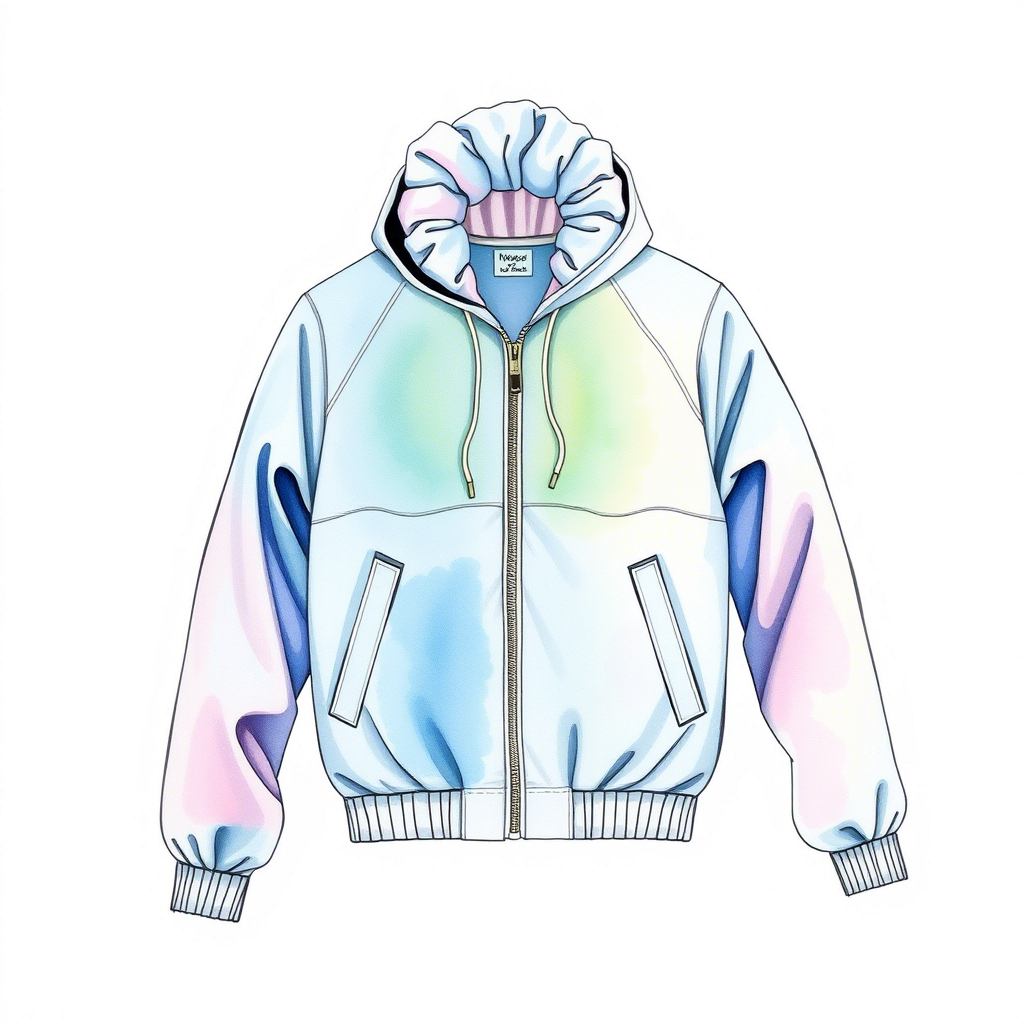 Watercolor Print Windbreakers with Matching Hair Scrunchie: A Fashionable and Functional Outfit