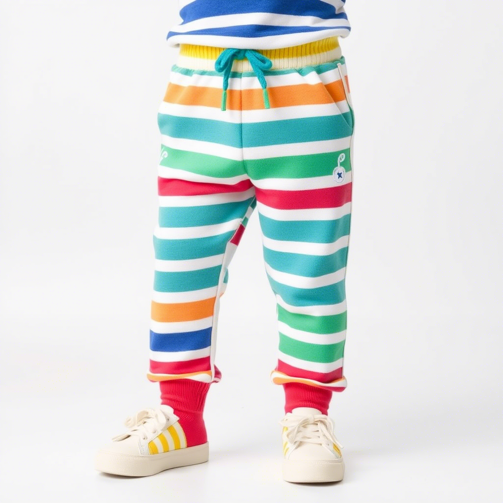 Colorful striped patterns on a comfortable kids jogger pants