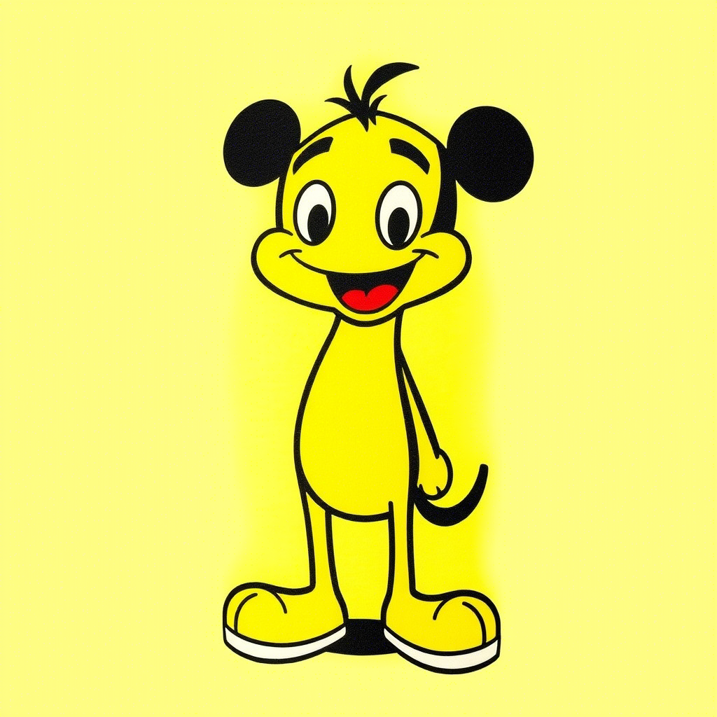 Vibrant cartoon character printed on a bright yellow kids t-shirt