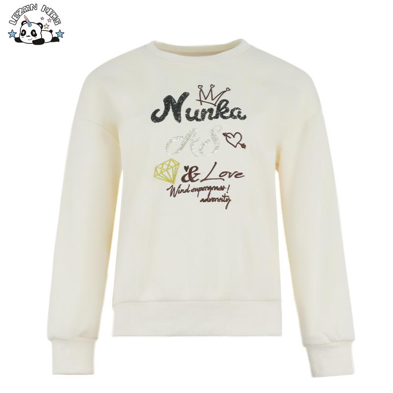 Customized Loose Fit Sweatshirt O-neck Sequin-lettered Embroidered Hoodie Sweatshirt for Kids