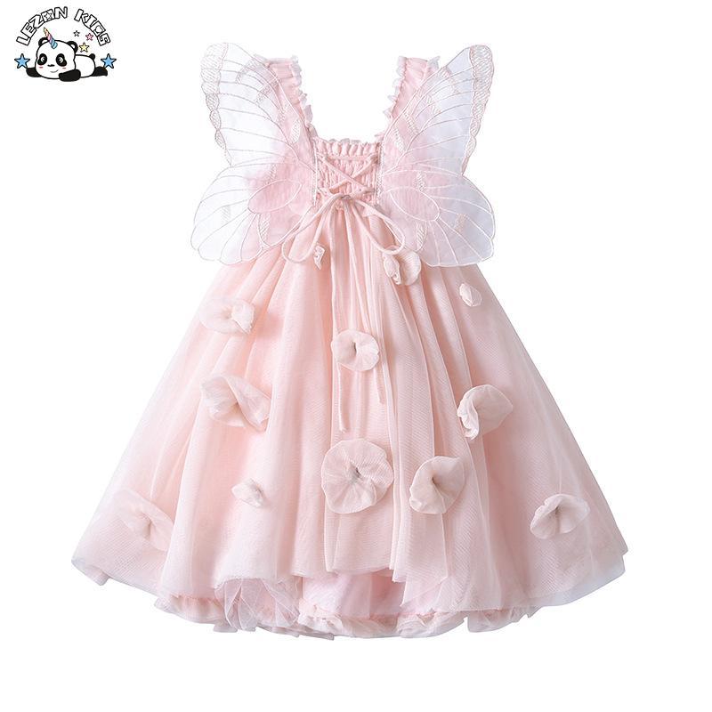 Customizable Hot Selling Girls Summer Sleeveless Butterfly Wings Princess Kids Fairy Tutu Dress