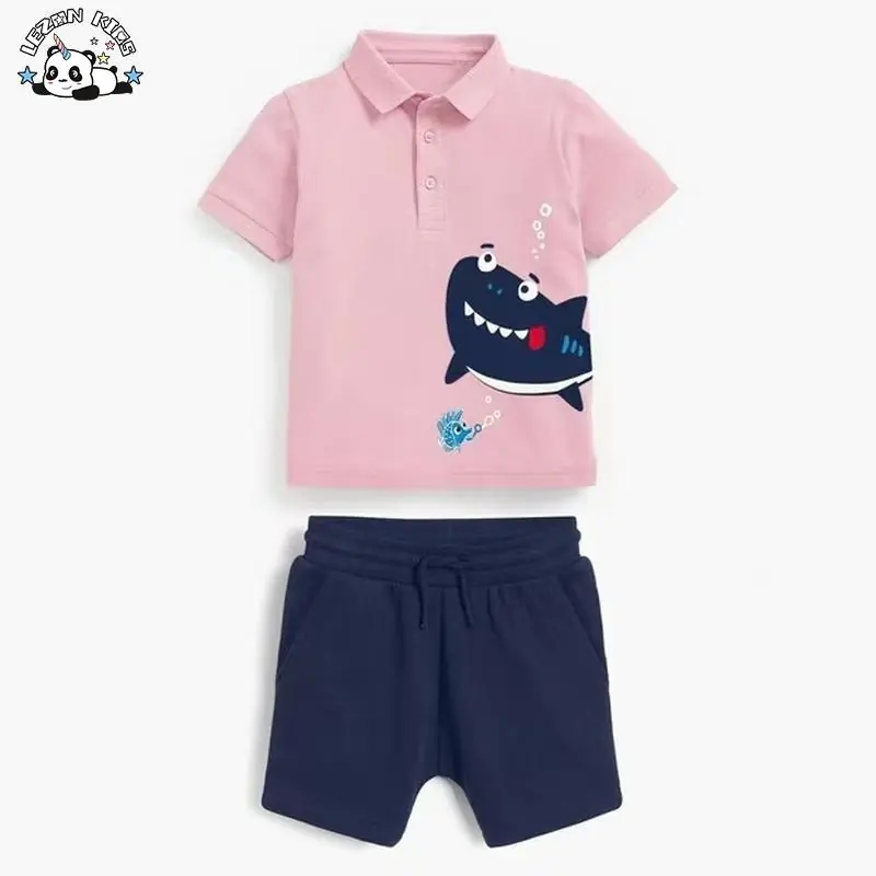 Customizable New Fahion Cute Casual Animal Printed 100% Cotton Kids Clothing Boys Sets for Summer
