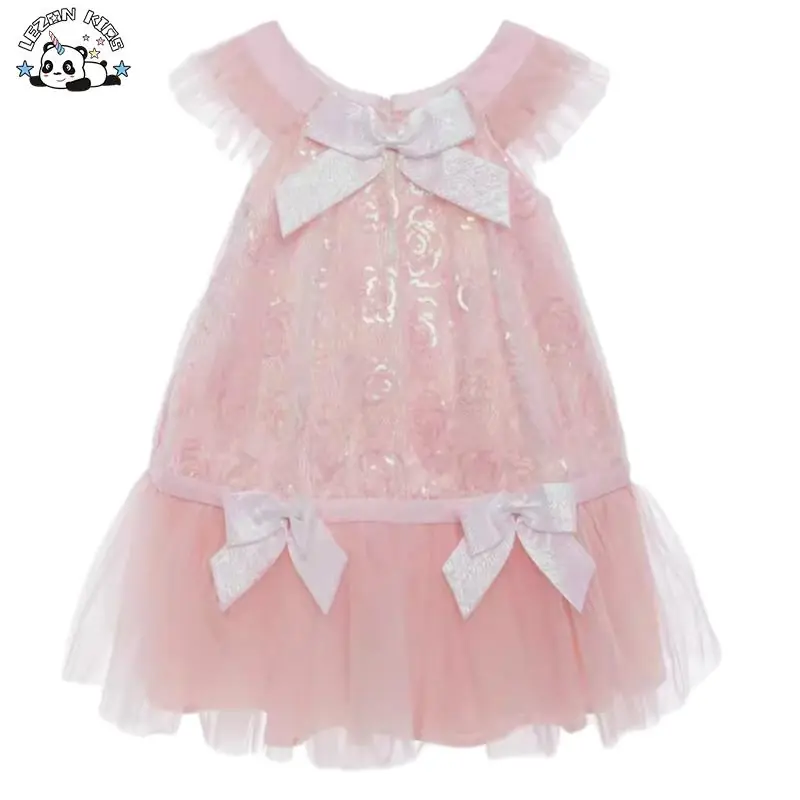 Sequined Girl Dress Girls Ruffle Tulle Short Sleeve Sequin Tulle Dresses for Girls