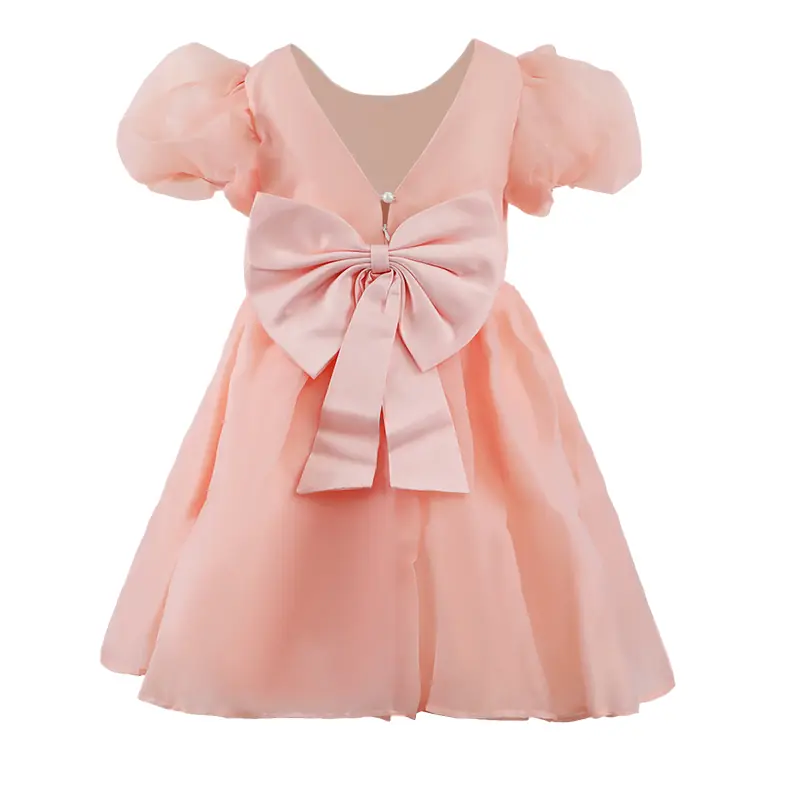 Girls Pink Dress with Big Bow