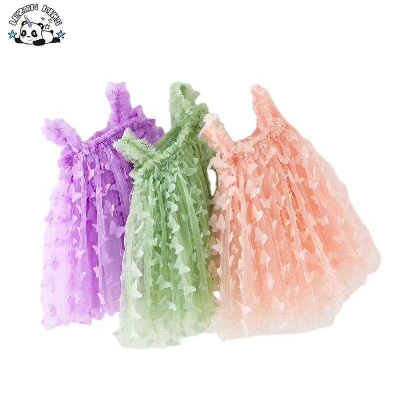 Customizable Wholesale High Quality Sweet Casual Lace Design with Plaid butterfly Girls Dresses