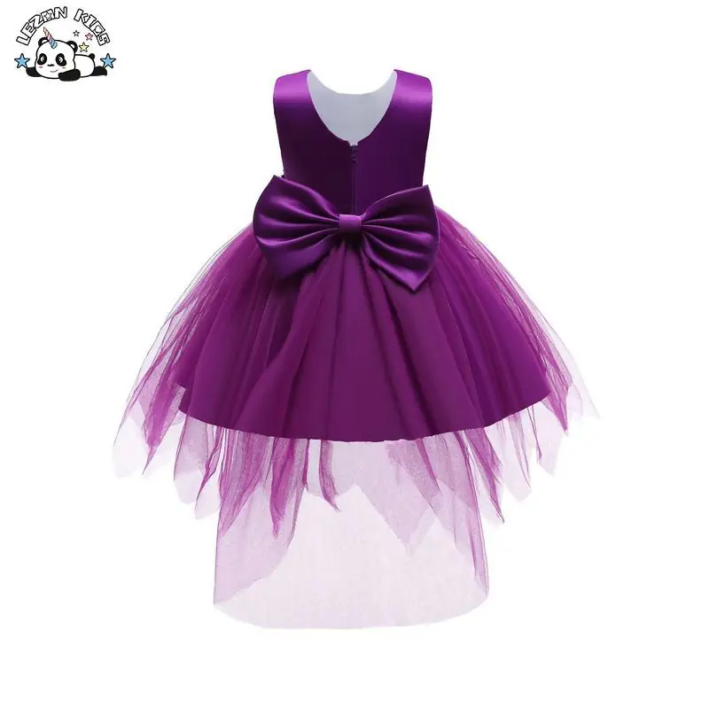 Customizable Bows Flower Princess Long Dress Girls Wedding Bridesmaid Pageant Party Dress