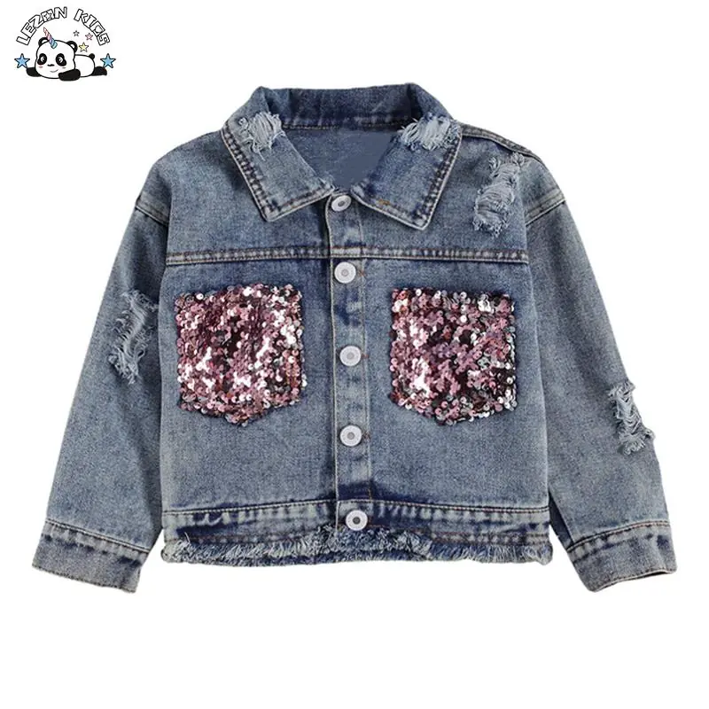Sparkle and Shine: Customized Girl's Sequin Denim Jacket