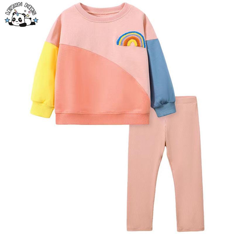 Customizable Girls Outfit Long Sleeves Sweatshirt Top Printed Girls Clothing Sets