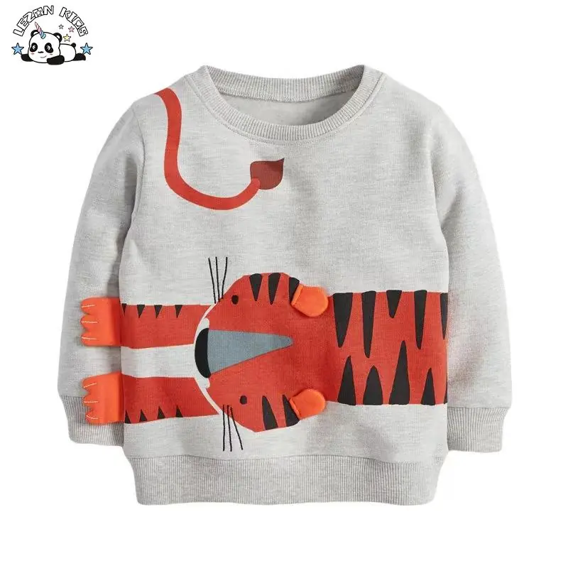 Wholesale Customization Youth Boy 100% Cotton Long Sleeve Cute Tiger Printed Boys T-shirts