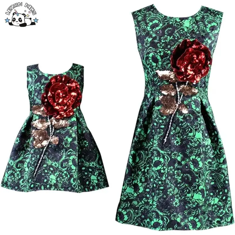 OEM Wholesale Mom and Daughter Sequined Performance Dress Mommy and Me Family Matching Outfits