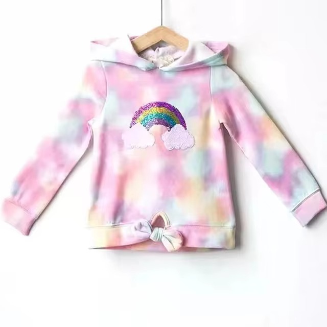 Custom Girls Tie Dye Long Sleeve Sequin Hoodie