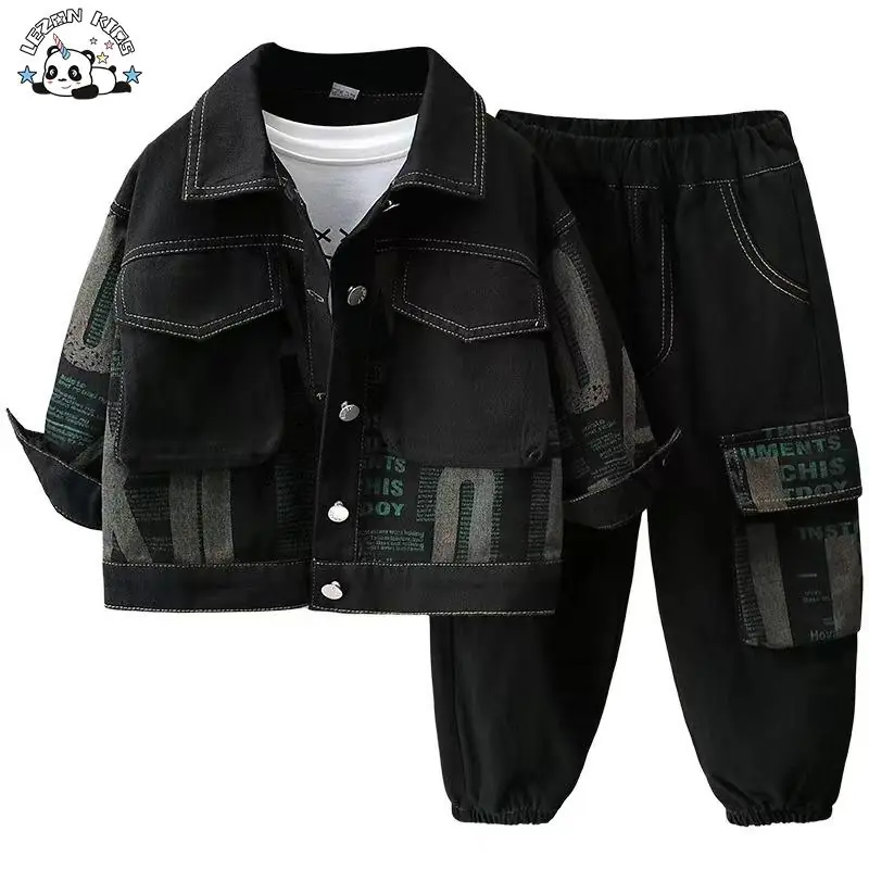 Wholesale Spring Autumn Long Sleeve Jacket and Pants Printed Kids Clothing Boys Set