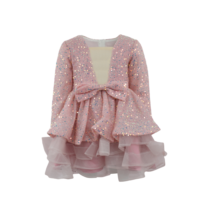Pink Sequin Bow – tied Girl’s Dress