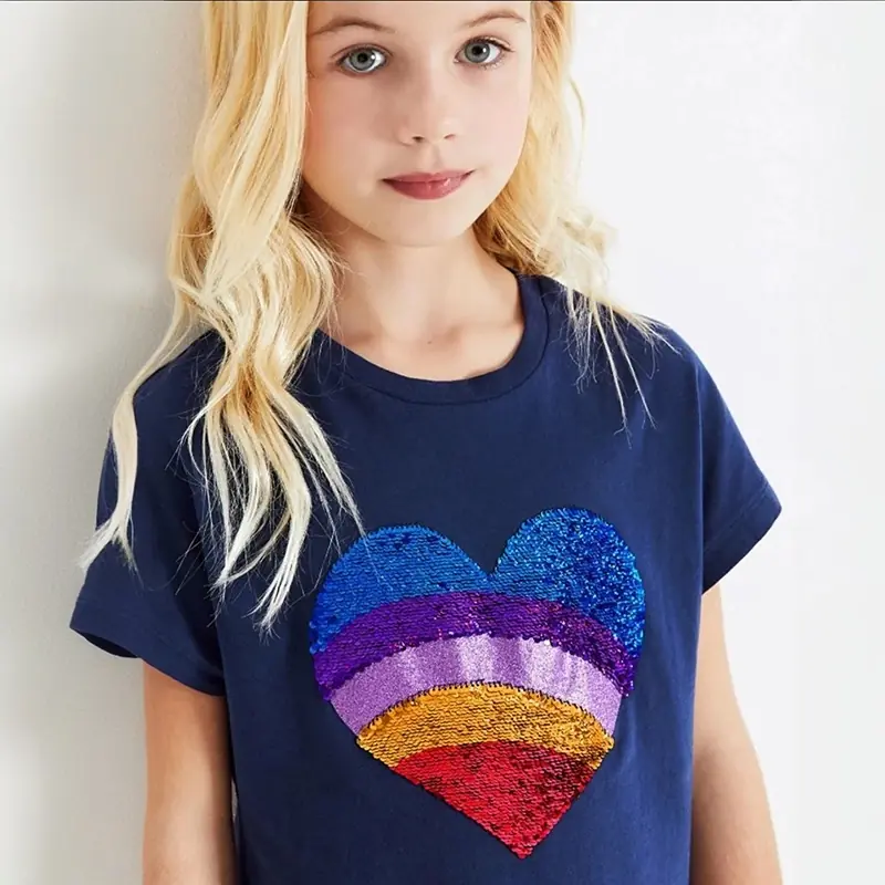 Custom Girls Short Sleeve Sequin T-Shirt