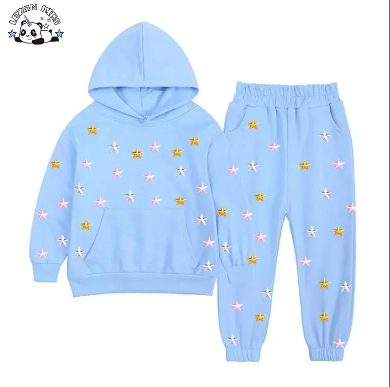 Customized Fall Winter Children Clothes Colors Stars Sweatshirt Jogger Set