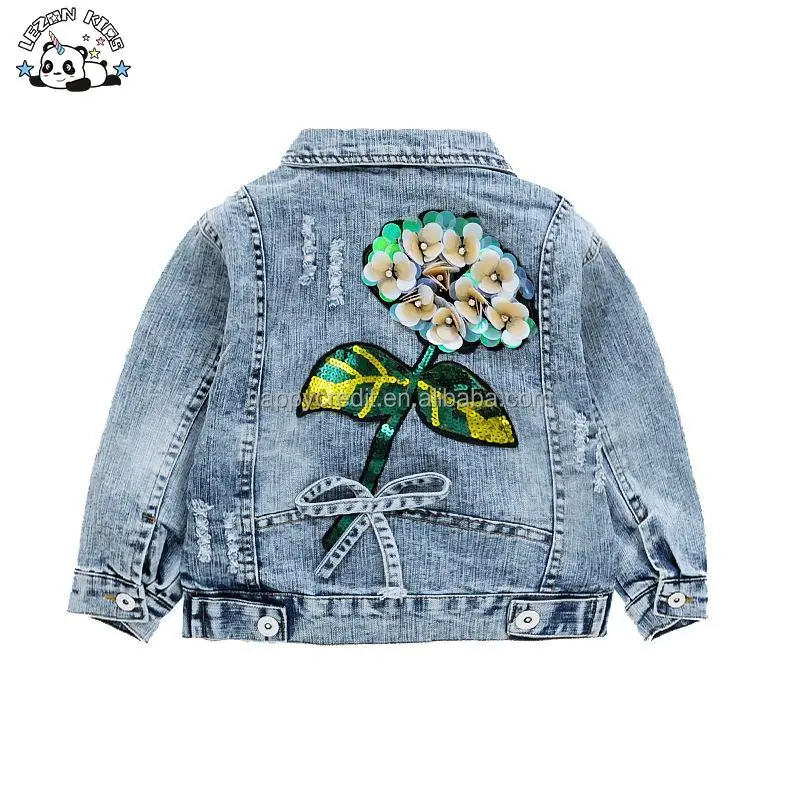 Customizable Jean Jacket Kids Denim Jacket Button Down Top Coat Girls Outerwear 2-14 Years