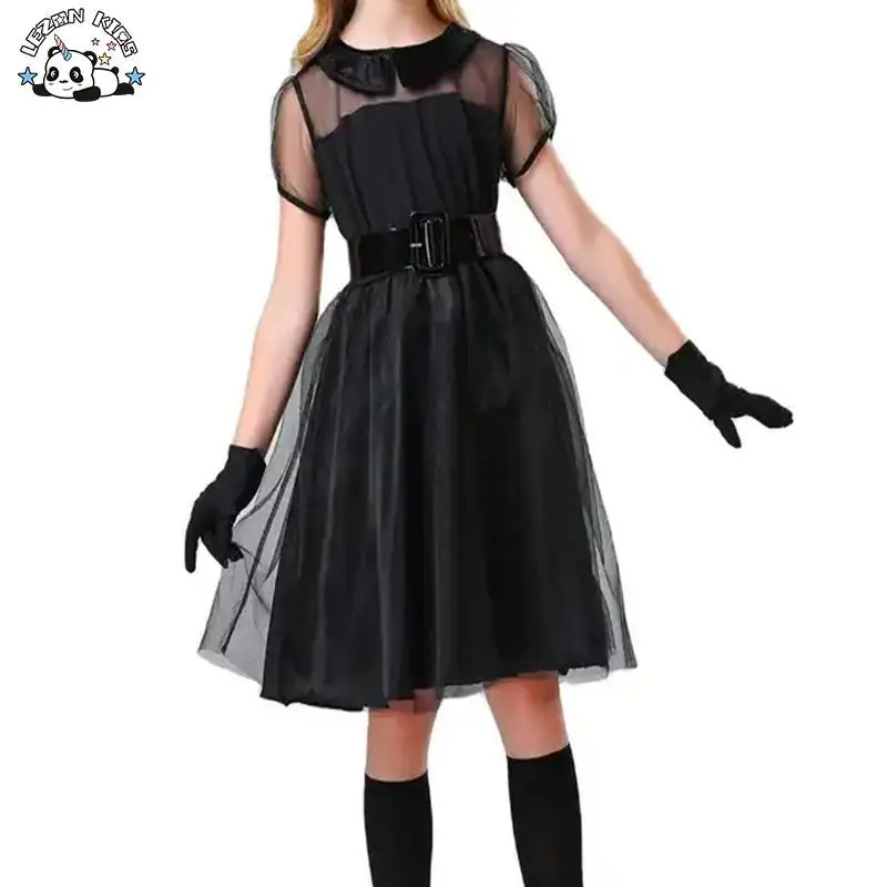 Customizable High Quality Halloween Cosplay Suit Black Color Children’s Mesh Girls Dress for Party Dress