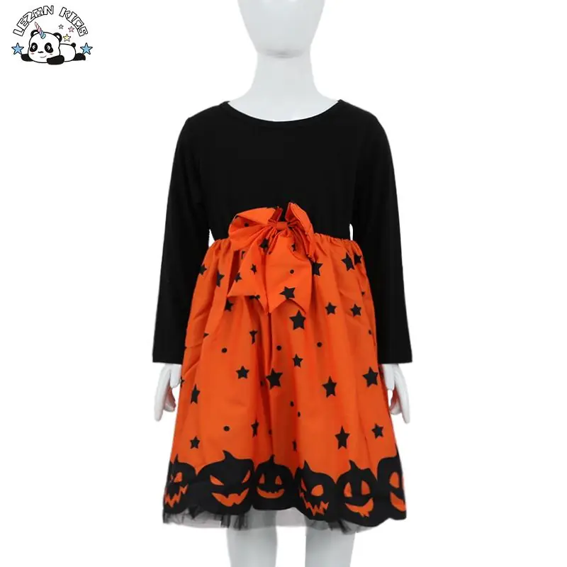 Halloween Children’s Long-sleeved Mesh Dress Spring Autumn New Style Girls Skirt Small Children Princess Dress