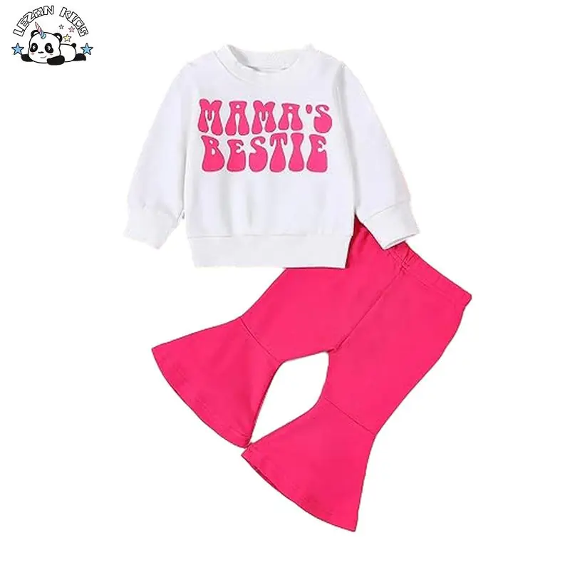 OEM Customizable LOGO Letter Printing Casual 2pcs Little Girls Clothing Sets