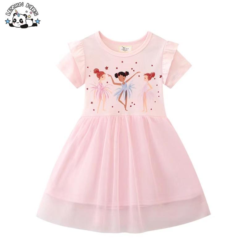 Customizable New Fashion Printed Cartoon Design Baby Girl Dress Boutique Princess Tulle Girls Dress