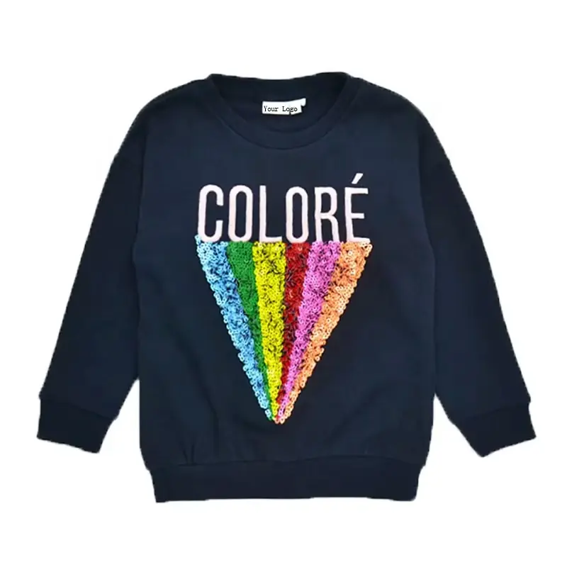 Custom Girls' Sequined Long Sleeve Sweatshirt