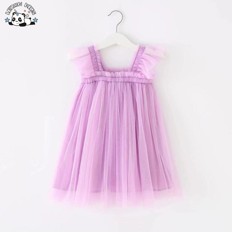 ODM Custom Tulle Princess Dress Baby Girls Solid Pattern Ruffle Decoration Summer Woolen Fabric Dress