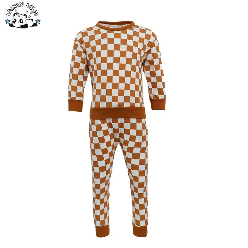 OEM Customizable Wholesale Boys Girls Checkered Baby Clothing Set