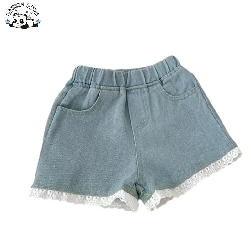 Custom Girl’s Summer Jeans Shorts Elastic Waist Kids Denim Shorts