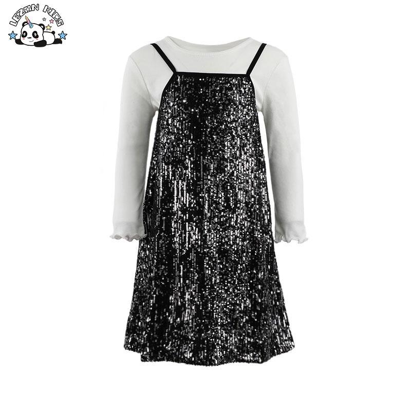 Customizable Summer Wholesale Girls Sequin Dress Princess Kids Suspender Sequin Girl Dresses