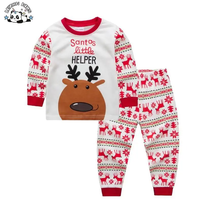 Customizable Fashion Christmas Printed Kids Pajamas Cotton Christmas Clothes Santa Claus Children’s Pajamas