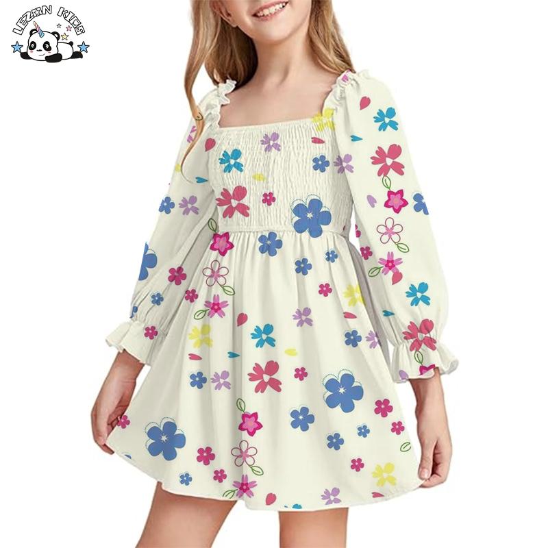 Blooming Beauty: Long Sleeve Floral Dress for Girls
