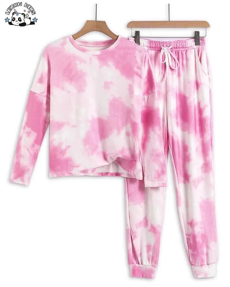 2024 Hot Products Woolen Tie-Dye Kids Clothes Fall Tracksuits Set with Custom Logo for 2-14T Girls