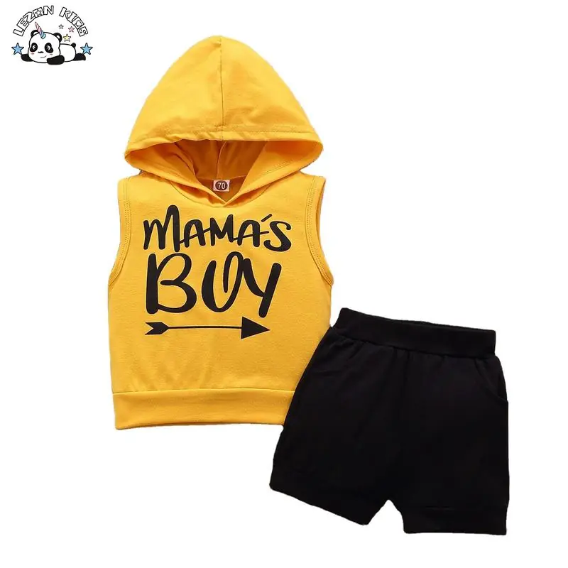 Factory Direct Price Sleeveless Hoodie Pullover Shorts Boys Clothing Sets