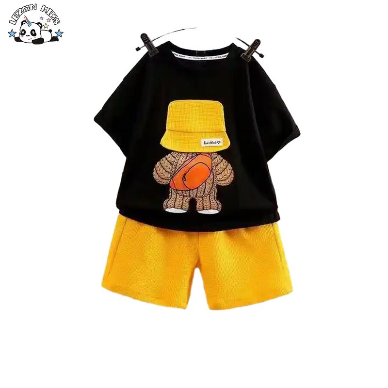 Customizable Wholesale New Innovations Cotton Summer Shorts Outfits Satchel Printed Pattern Little Boys’ Clothing Sets