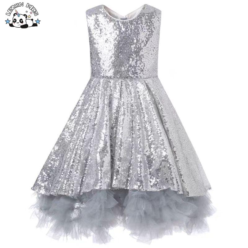 OEM Customizable Wholesale New Product Sleeveless Sparkle Sequin Soft Lace Princess Dress