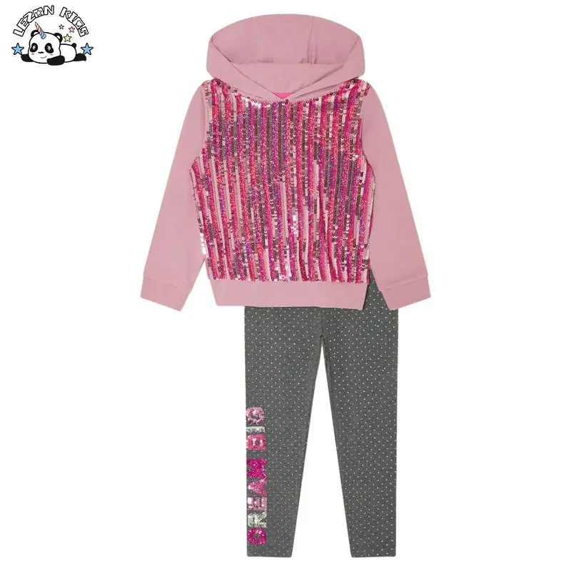 Customizable Girls Hoodie Legging Pant Set Girls Pullover Long Pants Girls Clothing Set