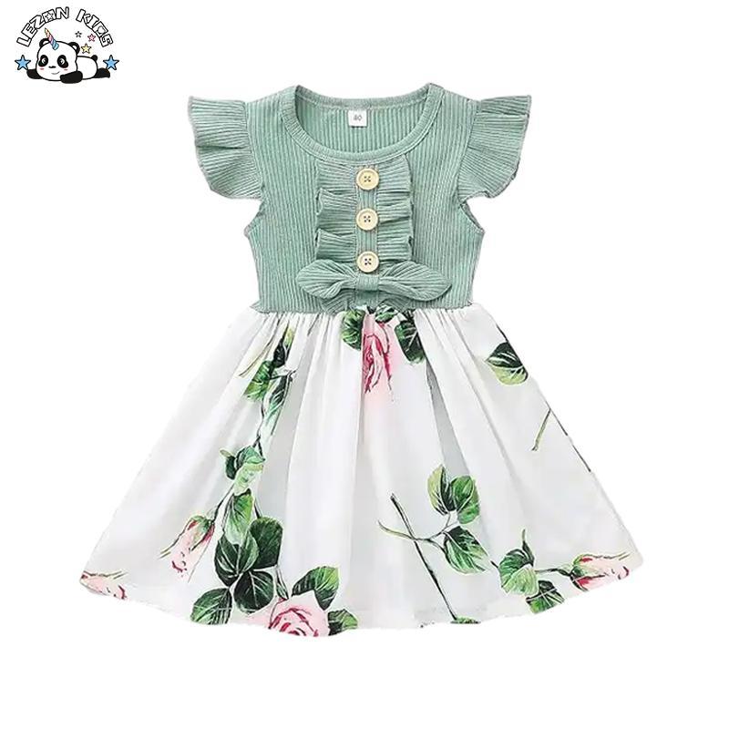 Customizable Summer Fall Floral Casual Sleeveless Ruffle Sundress