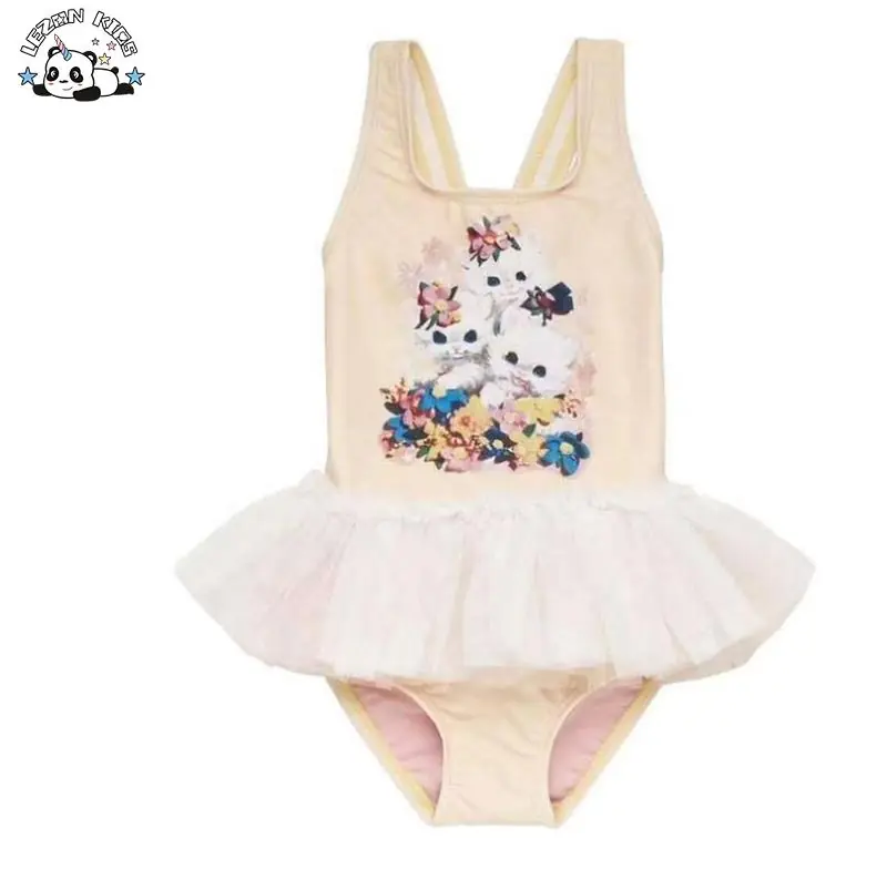 High Quality Wholesale Baby Girls Pink Swimwear Mesh One Piece Bikini Bathing Swimwear