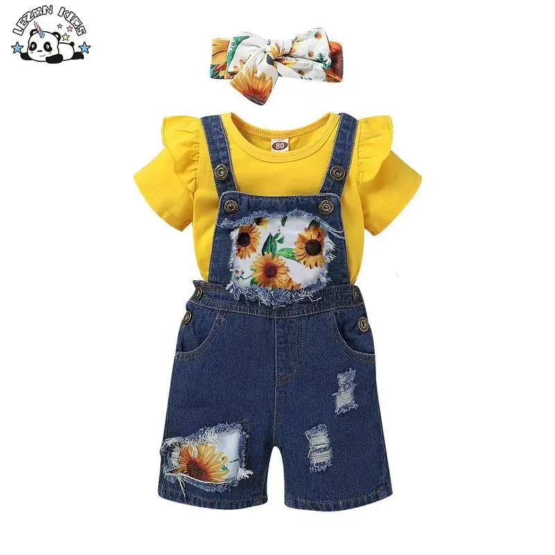 Customizable Hot Sale Short-sleeved Blouse Girls Clothing Set