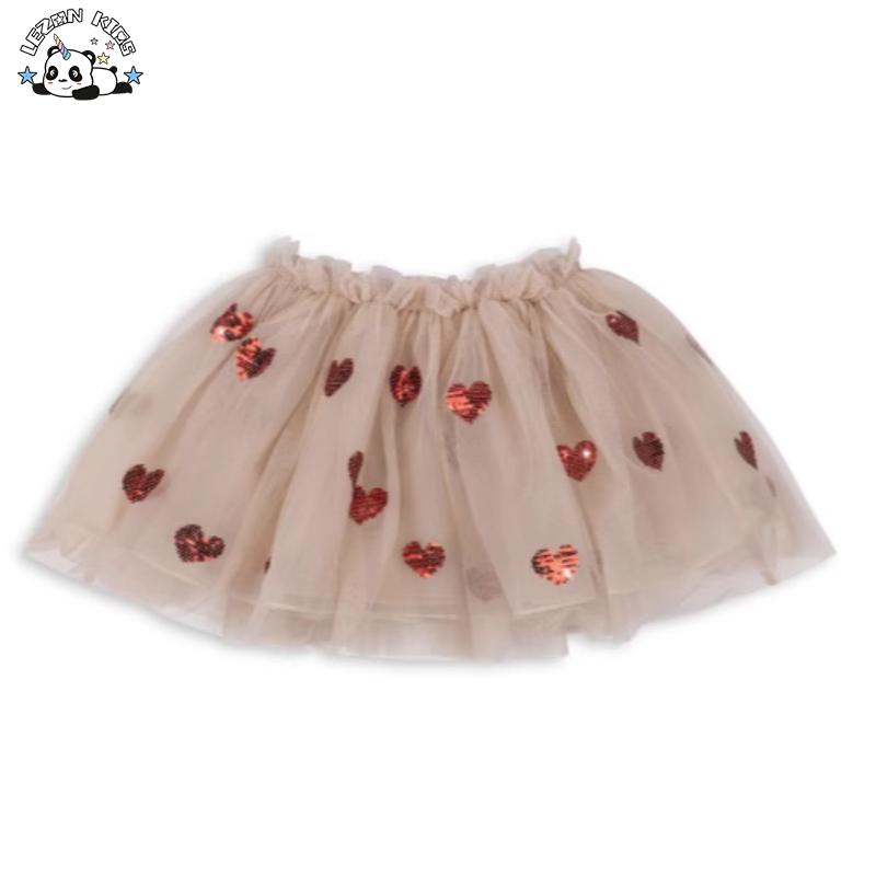 High End Kids Summer Fashion Cute Tutu Skirts Sequined Heart Skirt for Girls