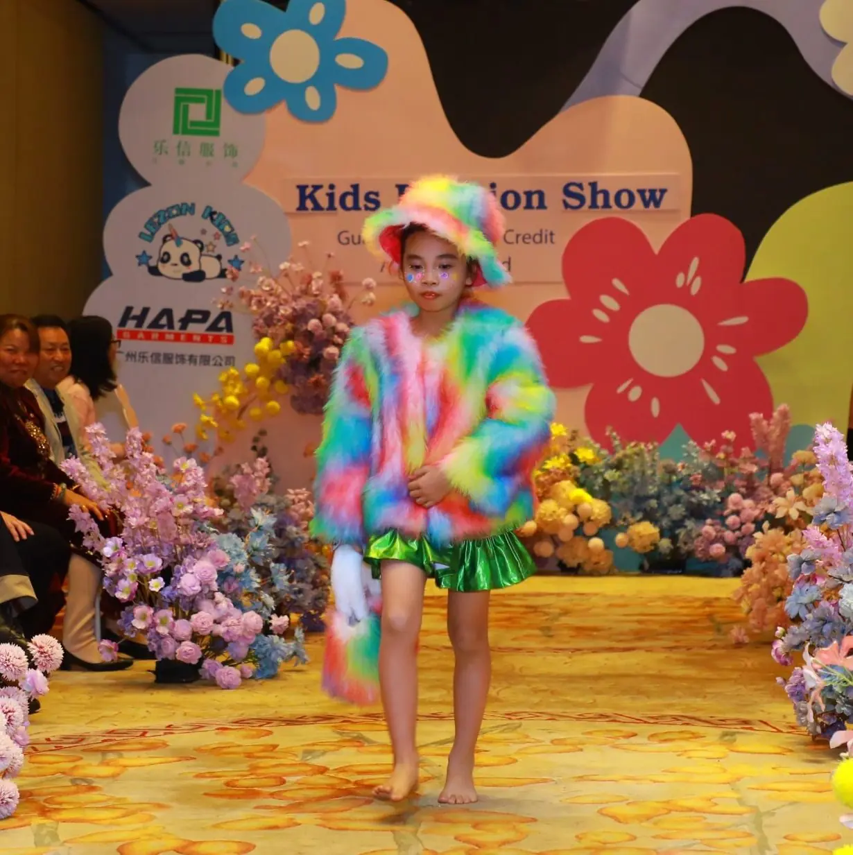 Girls' Dreamy Rainbow Tie-Dye Plush Coat