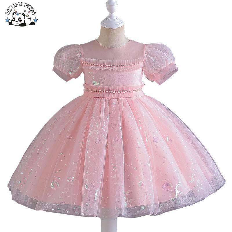 Customizable Wholesale Multi Colors Beaded Sequin Girls’ Princess Party Dresses Gown Kid Clothing Dress