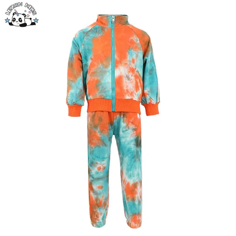 OEM Customizable Girls Tie-dye Printed Sweatshirt Trousers